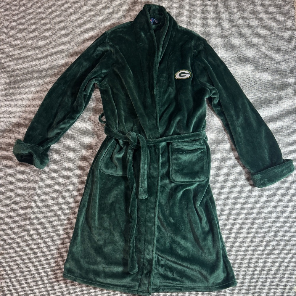 Northwest NFL Green Bay Packers Men Green Plush Fleece Robe One Size Fits Most